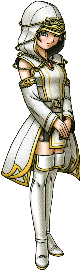 1girl, aqua_eyes, artist_request, blonde_hair, boots, check_artist, closed_mouth, detached_sleeves, dragon_quest, dragon_quest_x, full_body, gem, gold_trim, hood, hood_up, kamil_(dq10), looking_at_viewer, looking_to_the_side, official_art, red_gem, scan, shirt, short_hair, sleeveless, sleeveless_shirt, smile, solo, thigh_boots, third-party_edit, third-party_extraction, third-party_source, toriyama_akira, white_boots, white_sleeves