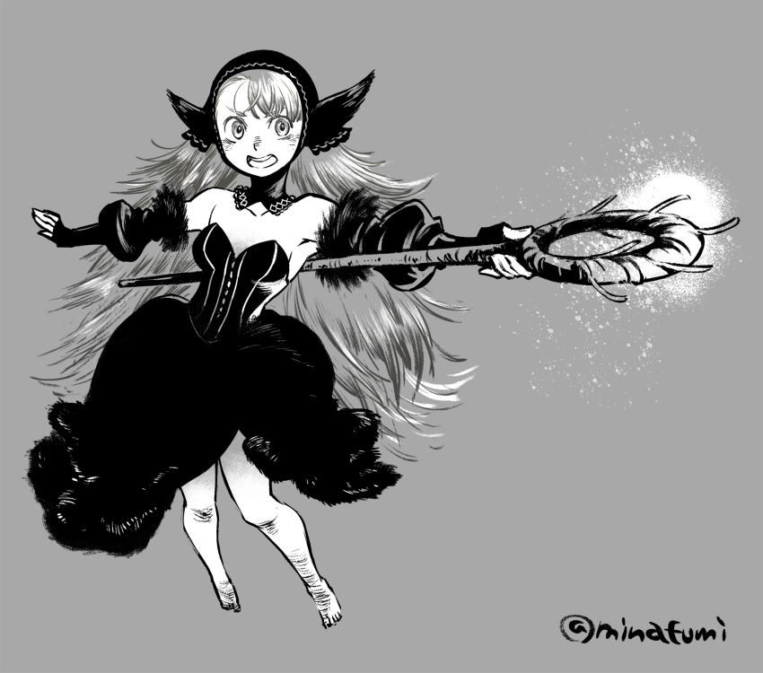 1girl, ambrosia_(dungeon_meshi), bare_legs, bare_shoulders, barefoot, breasts, collarbone, detached_sleeves