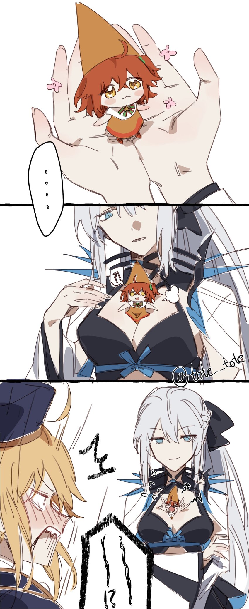 !?, absurdres, artist_name, artoria_caster_(fate), artoria_pendragon_(fate), blonde_hair, blue_eyes, bow