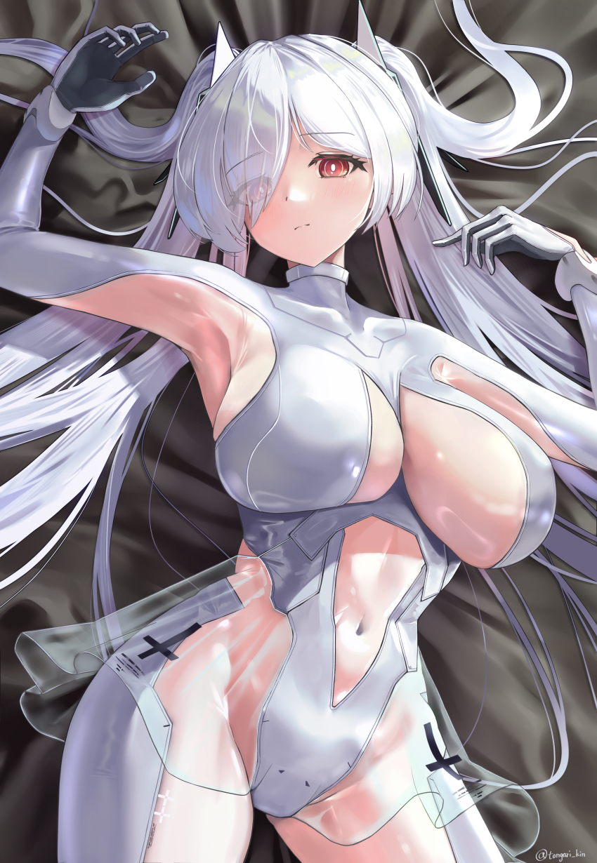 1girl, absurdres, armpits, bodysuit, breasts, cinderella_(nikke), cleavage, cleavage_cutout