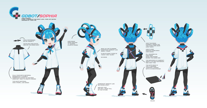 absurdres, backpack, bag, black_leggings, blue_hair, child, chinese_clothes, chinese_commentary