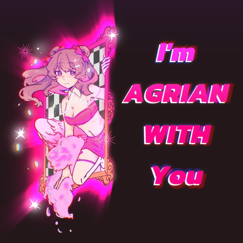 1000-nen_ikiteru_(vocaloid), 1girl, animification, ariana_griande_(hermitcraft), black_background, breasts, brown_hair, cleavage