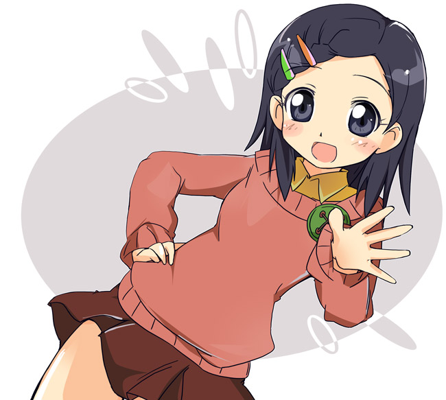 00s, blue_eyes, blue_hair, hand_on_own_hip, hip_focus, ixy, miniskirt, my_melody_(series)