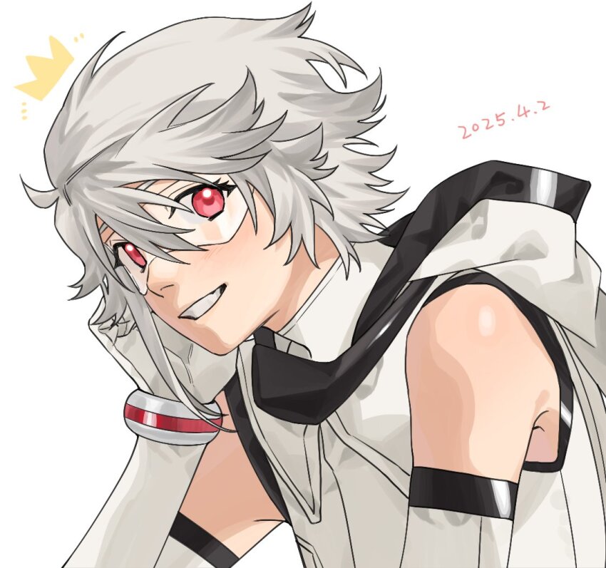 1girl, 2025, bare_shoulders, birthday, elbow_gloves, eye_mask, gloves, grin