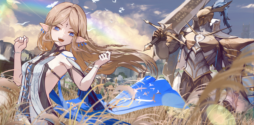 1girl, absurdres, armor, bare_shoulders, black_dress, blue_eyes, breast_curtains, capitaneus_(wuthering_waves)