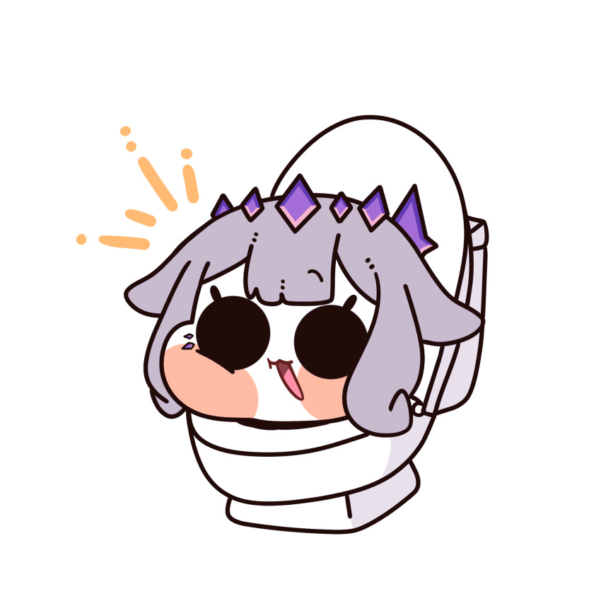 1girl, 252_eyo, blush_stickers, grey_hair, headpiece, highres, hololive, hololive_english