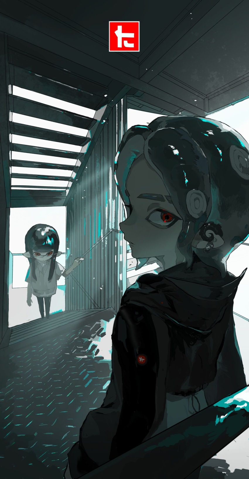 1boy, 1girl, absurdres, black_hair, black_hoodie, black_pants, chinese_commentary, closed_mouth