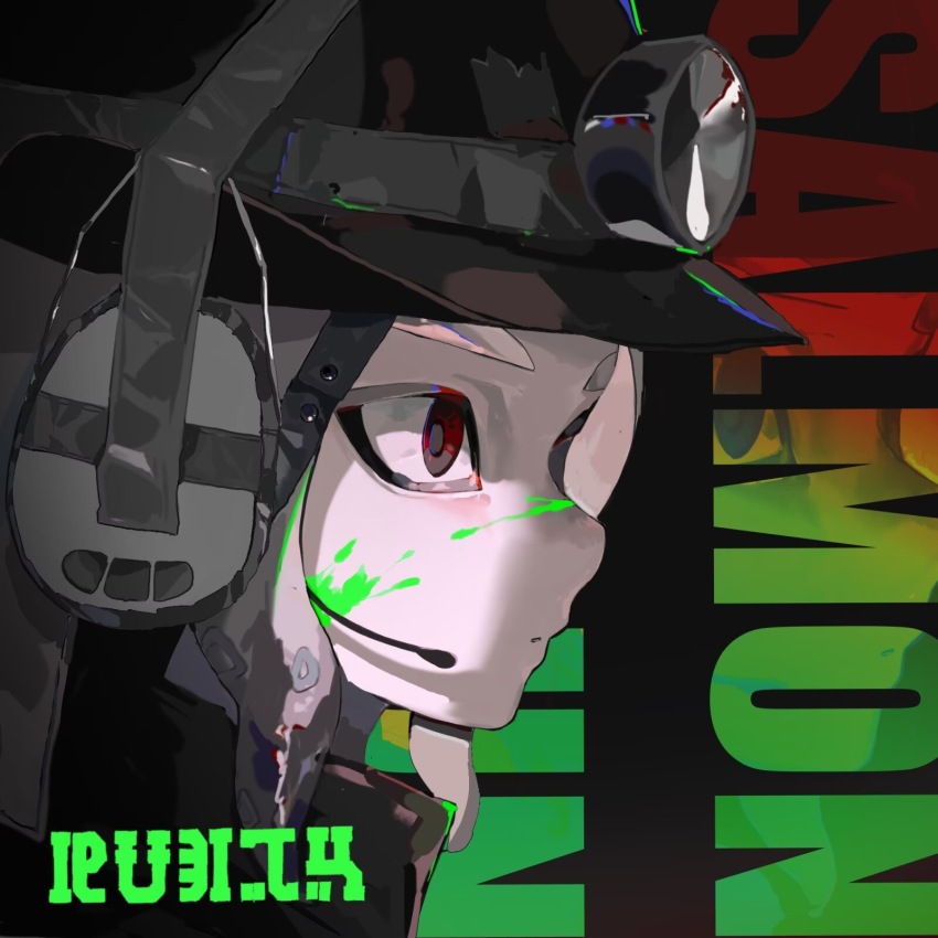 1girl, black_hat, chinese_commentary, commentary_request, from_side, grey_hair, hat, headlamp