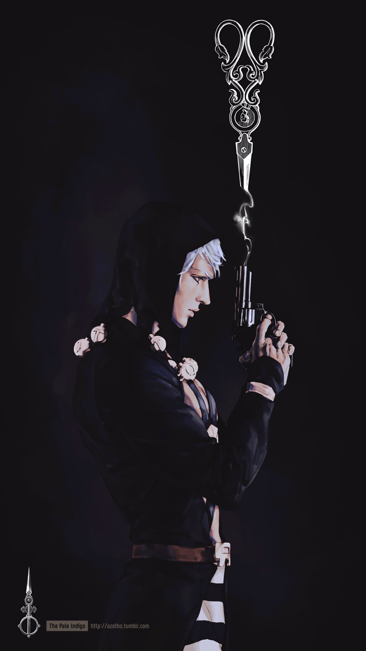 1boy, artist_name, commentary, from_side, gun, handgun, hat, highres