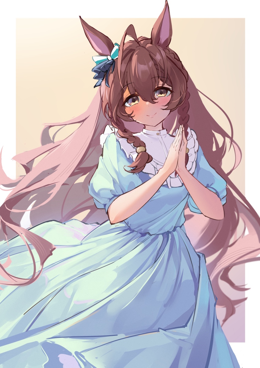 1girl, absurdres, ahoge, animal_ears, beiqi_coconut, blush, braid, breasts