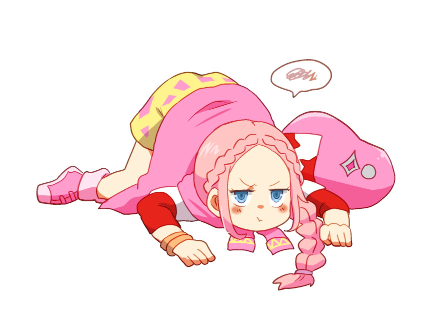 1boy, blue_eyes, blush, braid, chibi, chibi_only, classicaloid, commentary_request