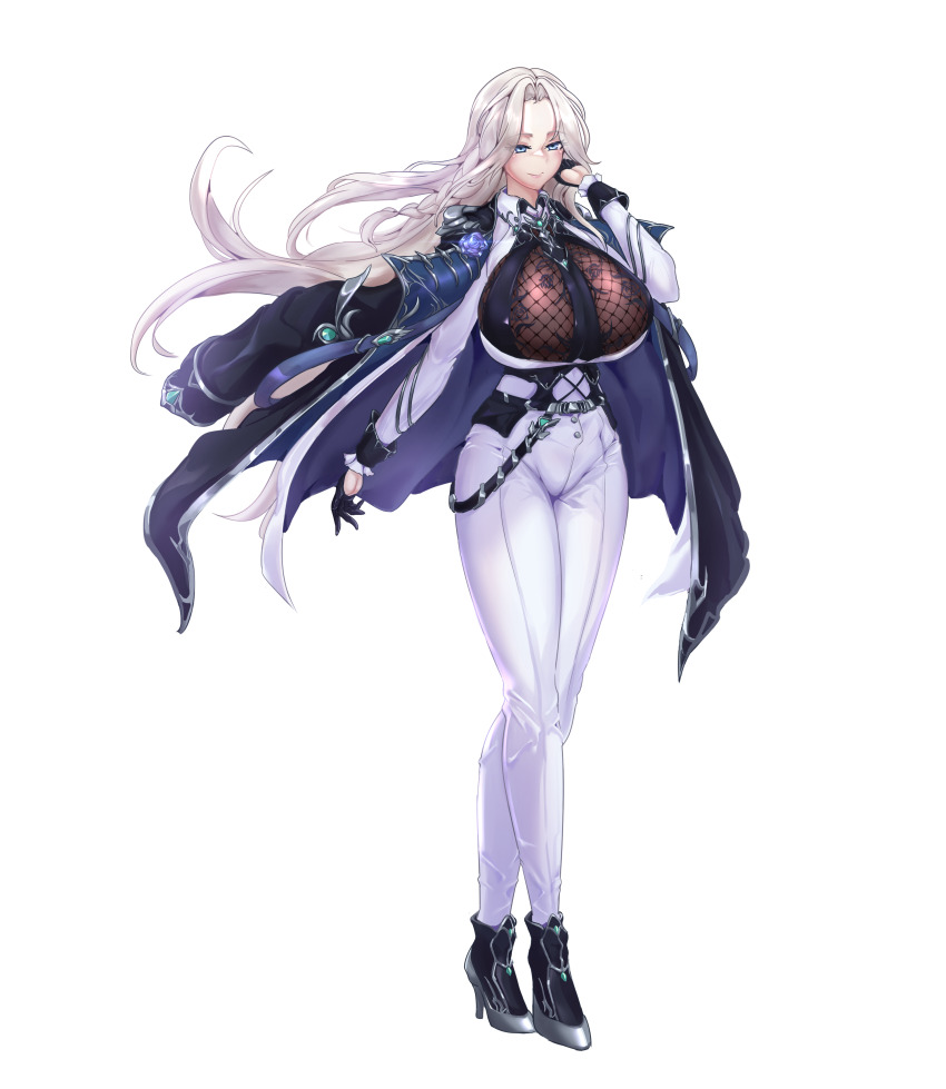 1girl, absurdres, alternate_costume, azur_lane, black_gloves, black_necktie, black_shoes, blue_eyes