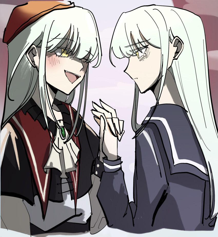 2girls, absurdres, ascot, bang_dream!, bang_dream!_it's_mygo!!!!!, black_capelet, capelet, chinese_commentary