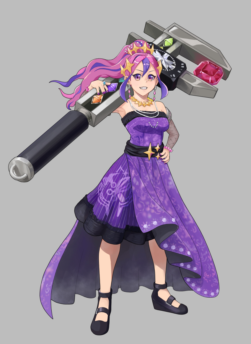 1girl, absurdres, armpits, breasts, clenched_teeth, dress, duel_monster, earrings