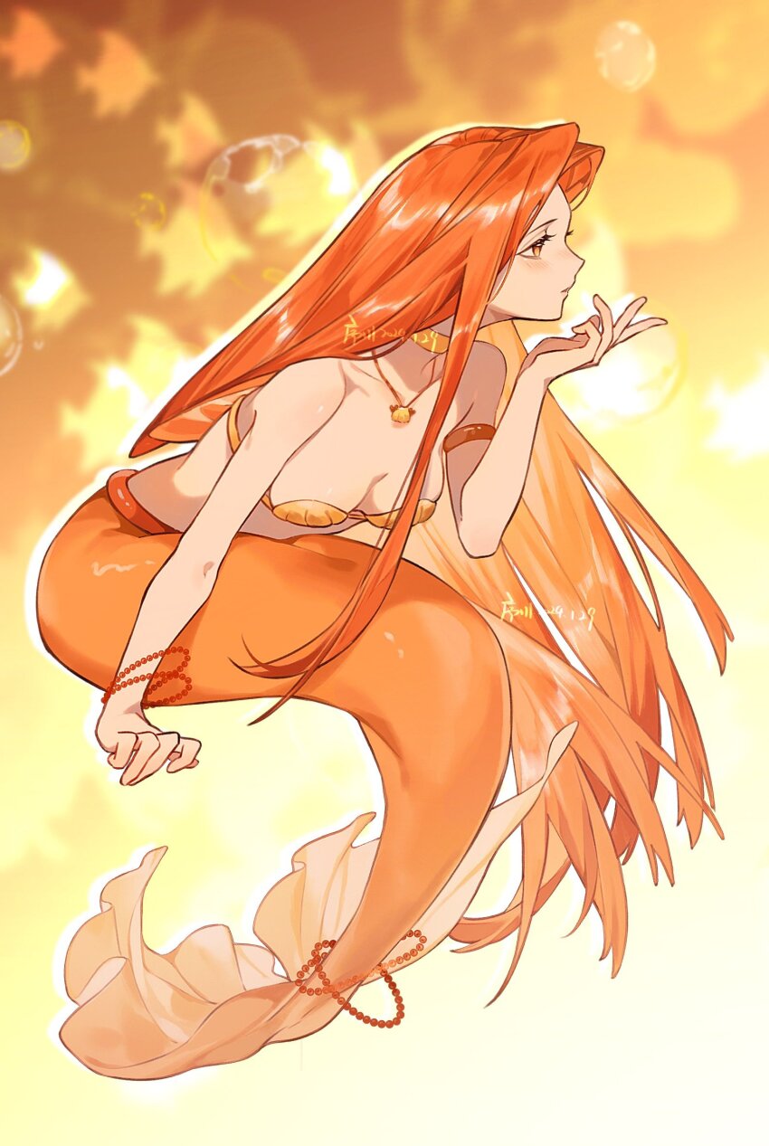 1girl, anklet, arm_support, armlet, artist_name, bead_anklet, bead_bracelet, beads