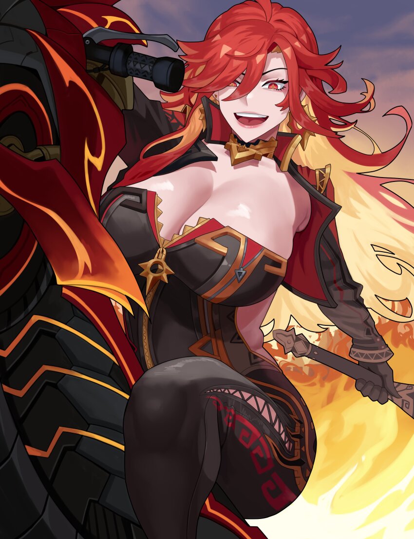 1girl, absurdres, arapanchi, biker_clothes, bikesuit, black_bodysuit, bodysuit, breasts