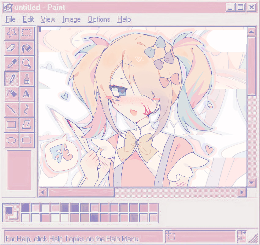 1girl, absurdres, ame-chan_(needy_girl_overdose), blood, blood_on_face, bloody_weapon, blue_eyes, blush