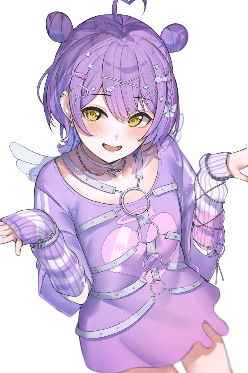 1girl, ahoge, arm_warmers, blush, braid, chest_harness, cowboy_shot, cross