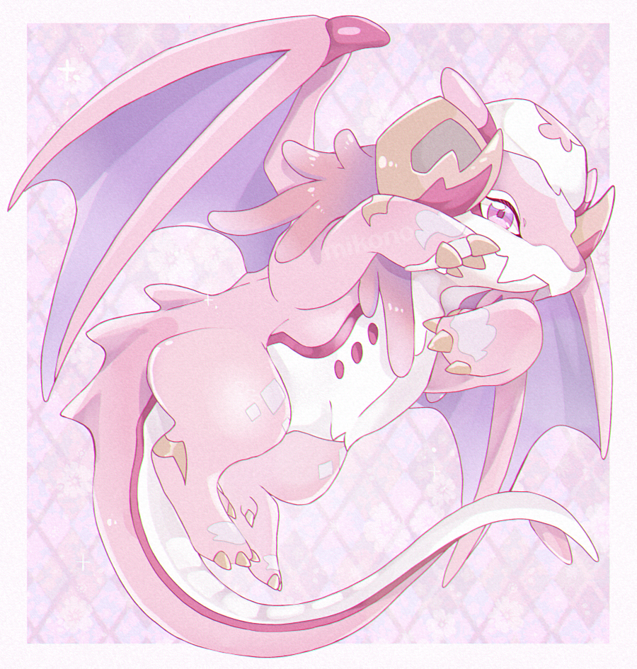 1girl, closed_mouth, dragon, dragon_horns, dragon_tail, dragon_wings, dragonmaid_ernus, duel_monster