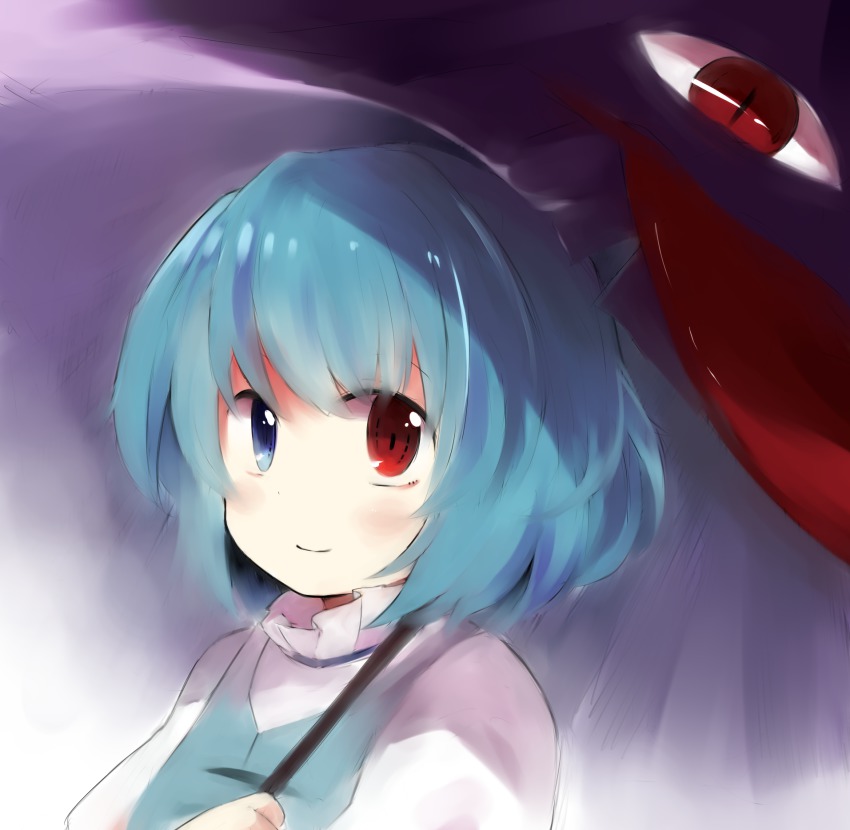 1girl, bad_id, bad_pixiv_id, blue_eyes, blue_hair, female_focus, heterochromia, highres