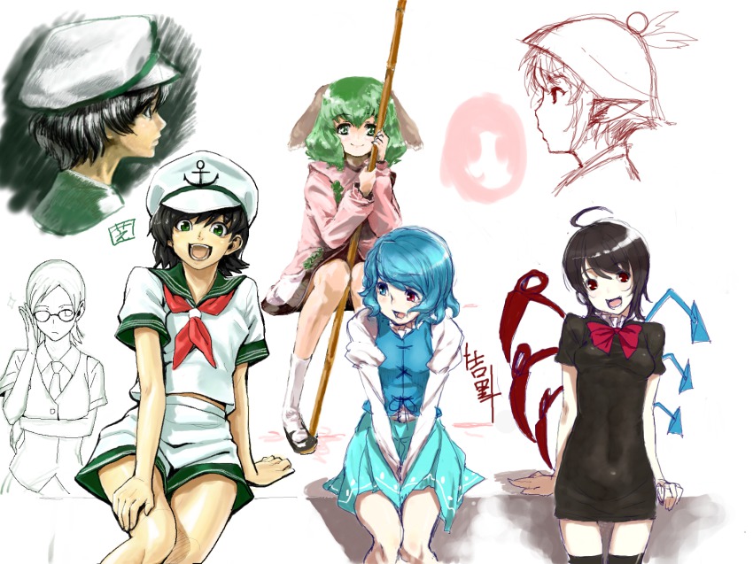 00s, 6+girls, crossover, female_focus, highres, houjuu_nue, kasodani_kyouko, kotozuka_fumie