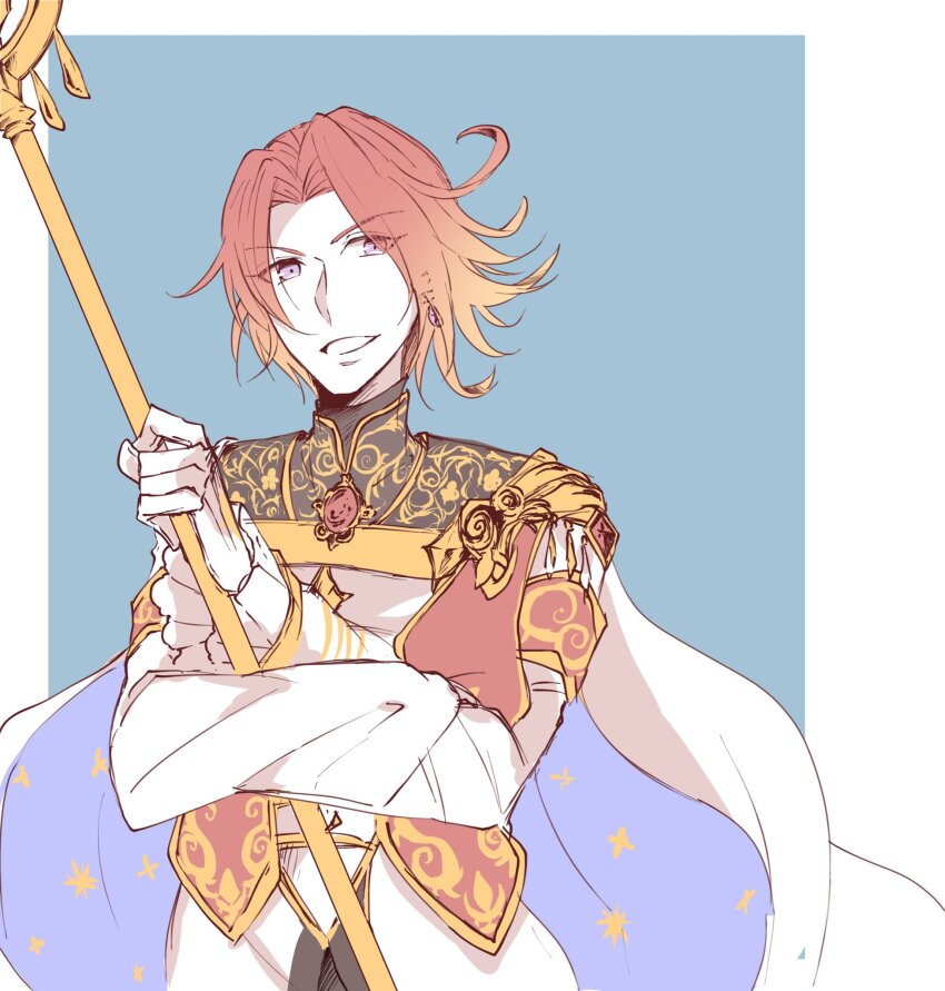 1boy, 328_sami, cape, frilled_sleeves, frills, gloves, gradient_hair, grimms_notes