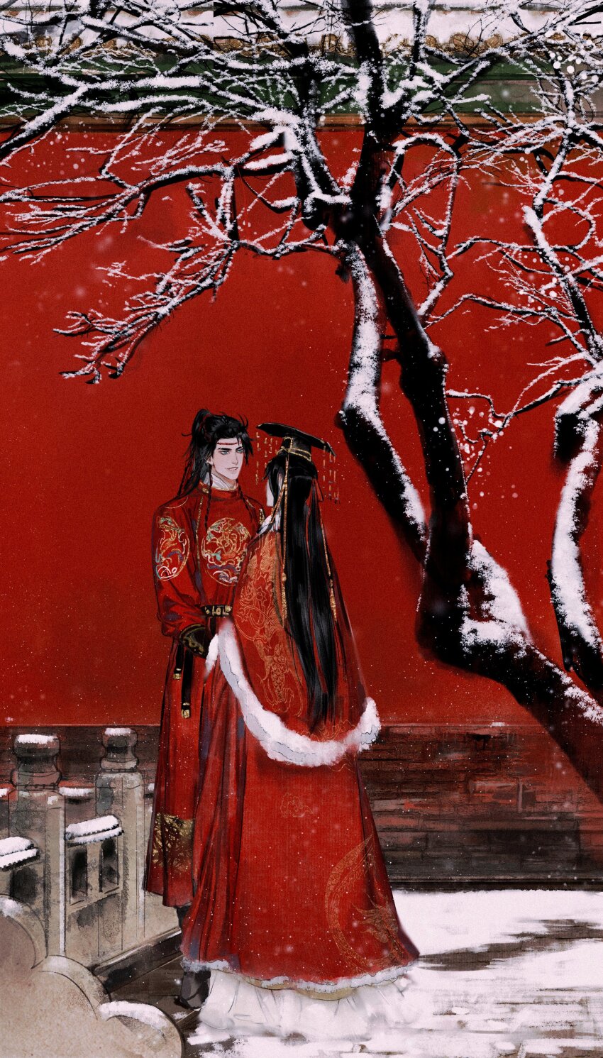 2boys, absurdres, baku-jo_yado, black_boots, black_hair, black_sash, blue_eyes, boots