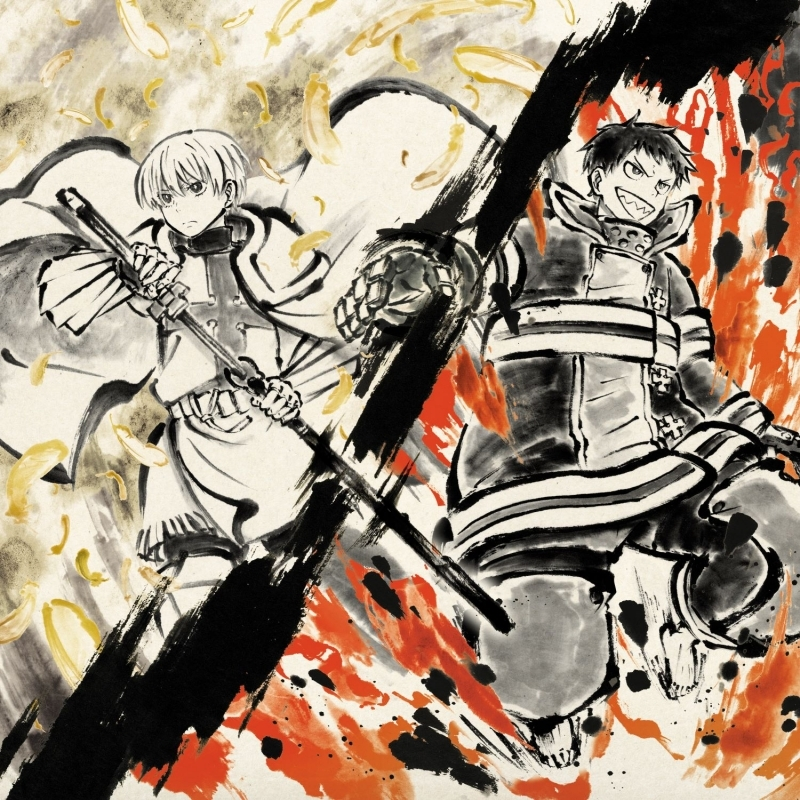 2boys, age_difference, armor, brothers, cape, cloak, commentary_request, en'en_no_shouboutai