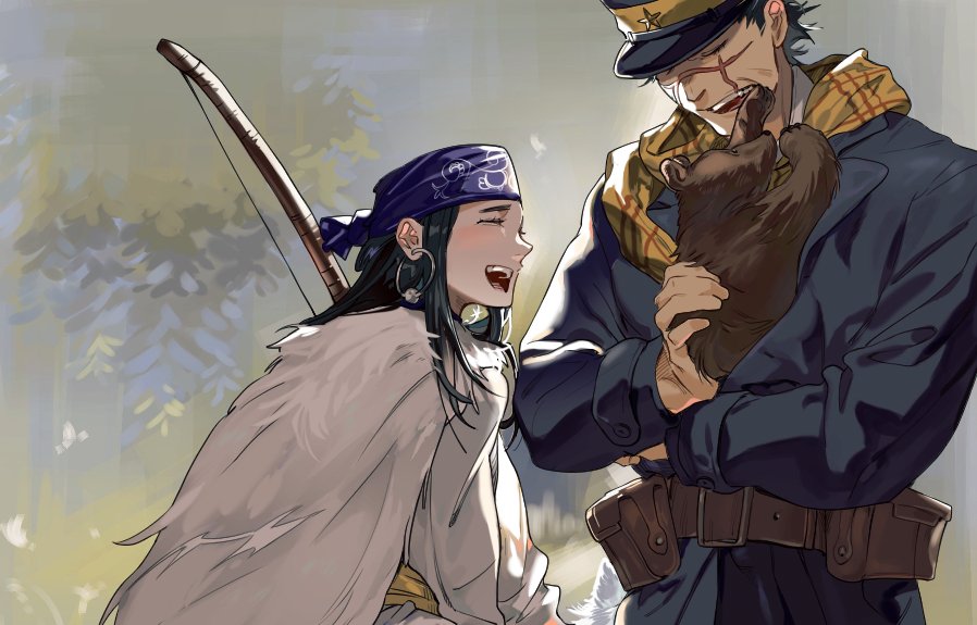 ainu, ainu_clothes, animal, arisaka, asirpa, bandana, bear, blue_bandana