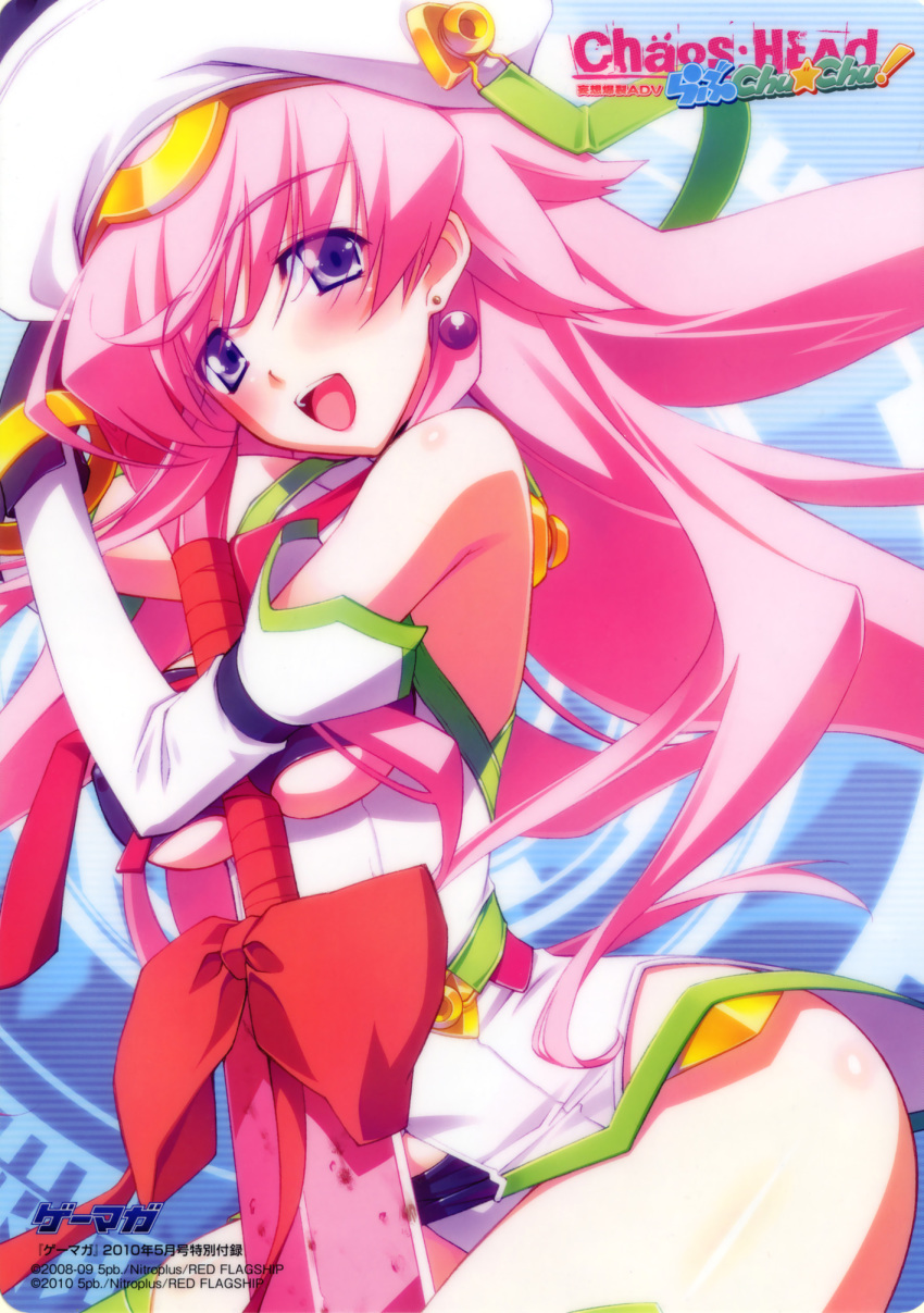 00s, 1girl, between_breasts, blood_tune, blue_eyes, breasts, chaos;head, chaos;head_love_chu_chu!