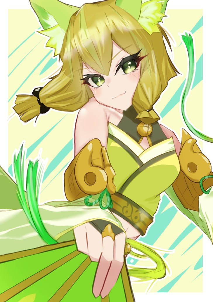 1girl, animal_ear_fluff, animal_ears, bell, black_bow, blush, bow, breasts