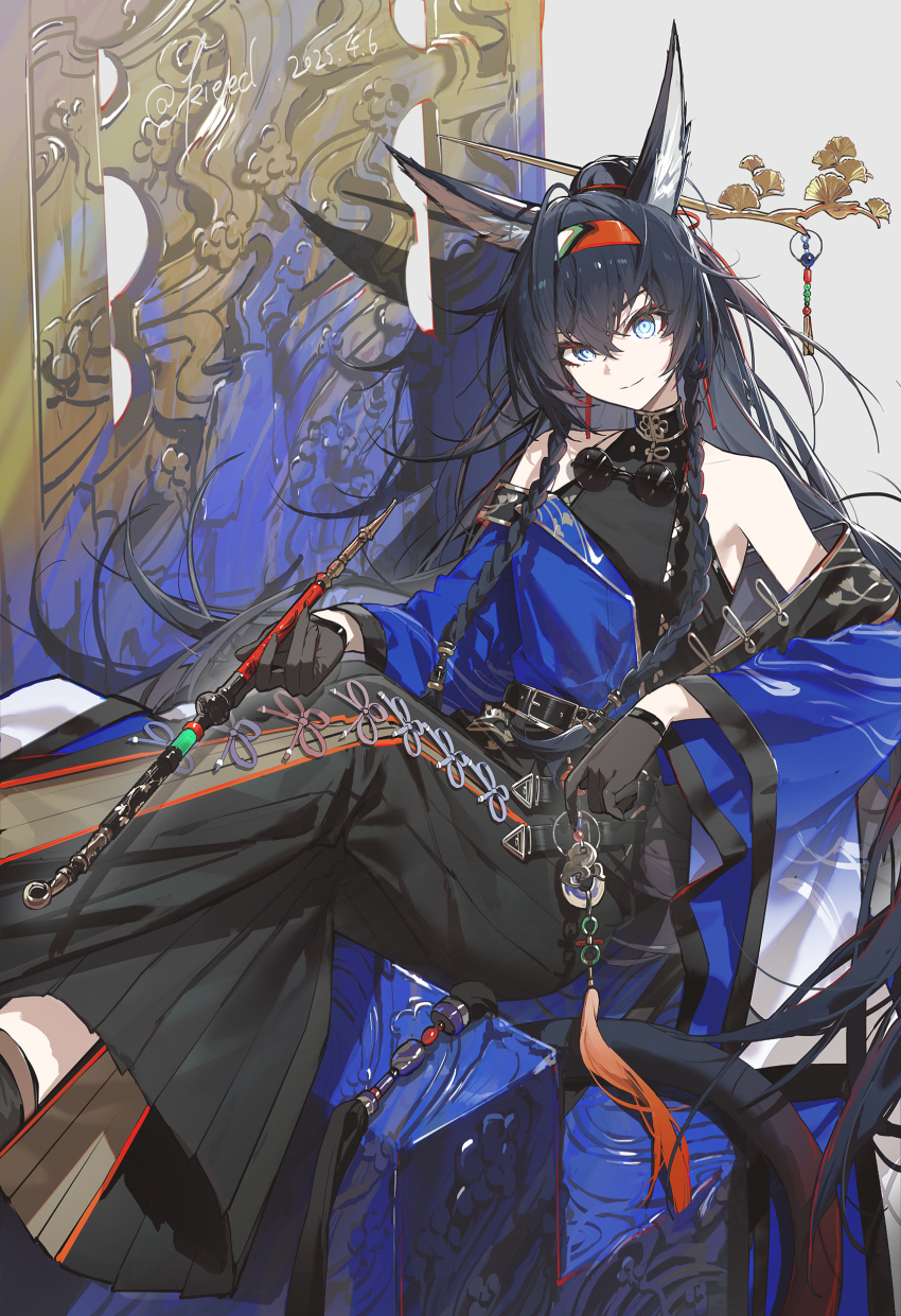 1girl, absurdres, ambience_synesthesia, animal_ears, aqua_eyes, arknights, artist_name, black_gloves