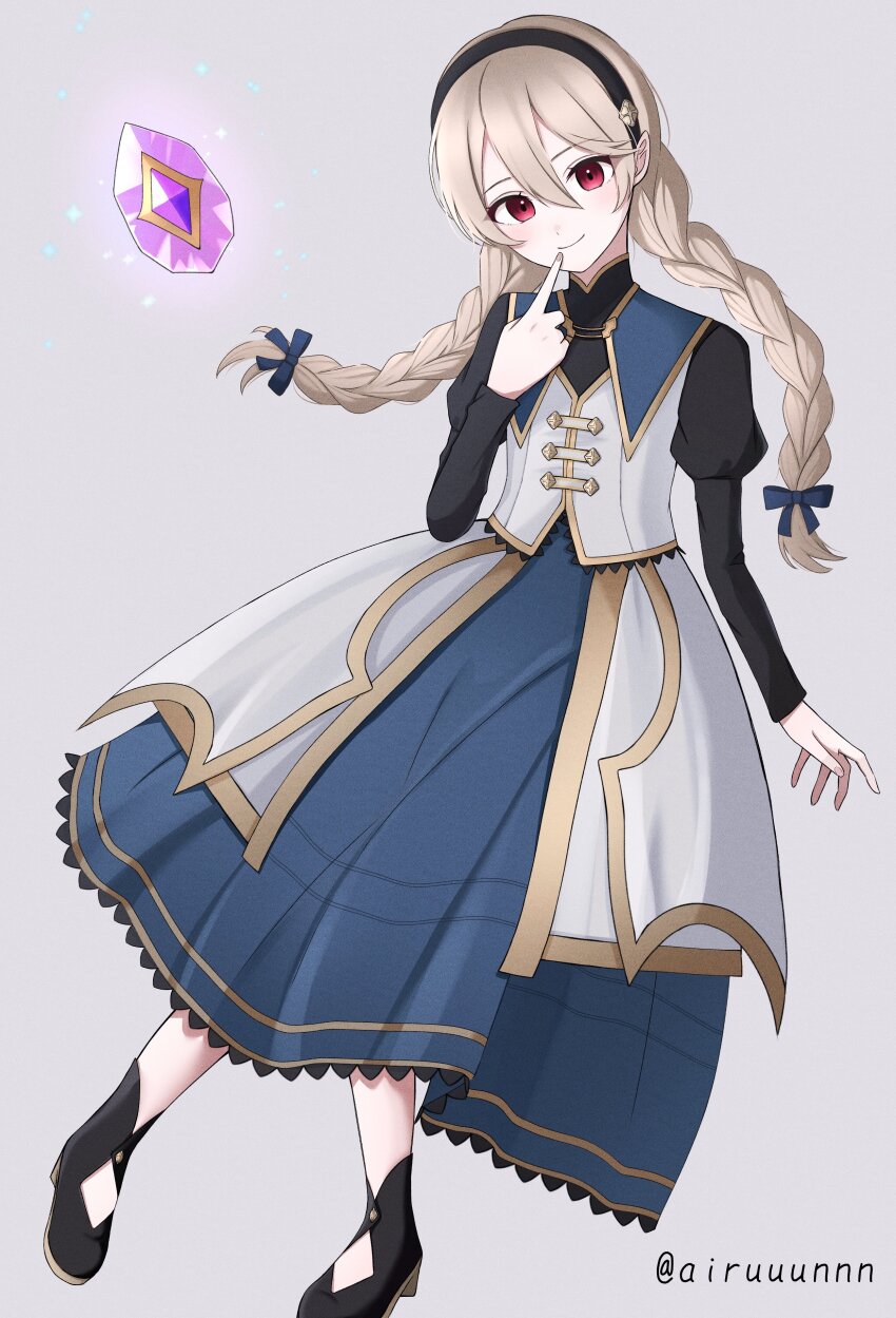 1girl, absurdres, aged_down, arururunnnn, black_hairband, braid, closed_mouth, female_corrin_(fire_emblem)