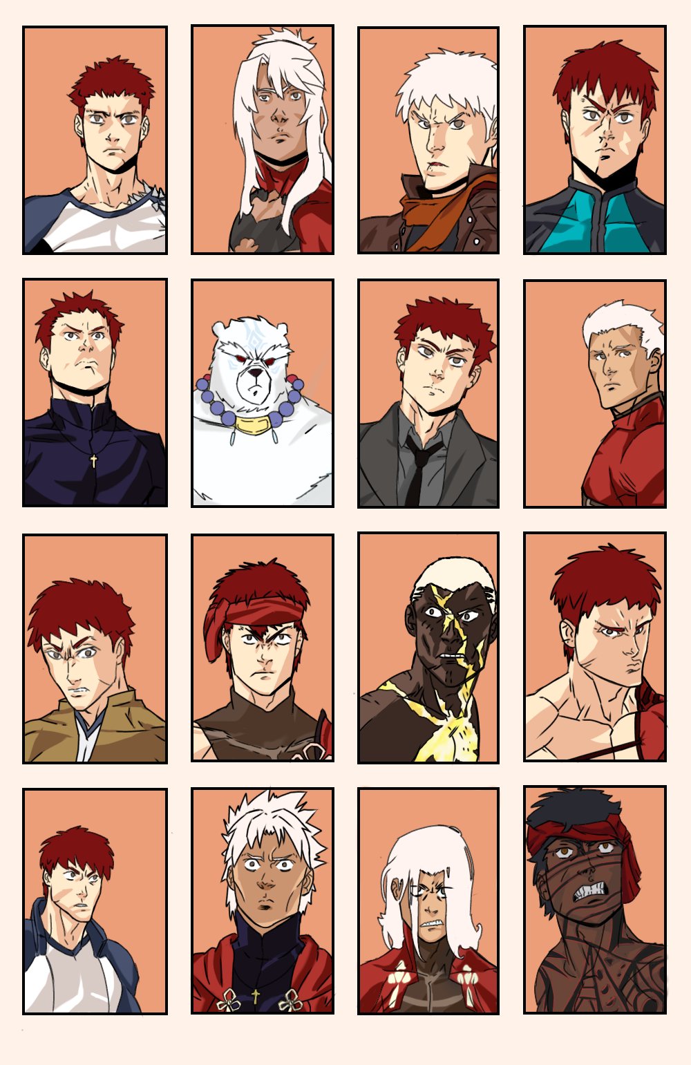 amakusa_shirou_(fate), angra_mainyu_(fate), animal, archer_(fate), black_hair, body_markings, chloe_von_einzbern, cosplay