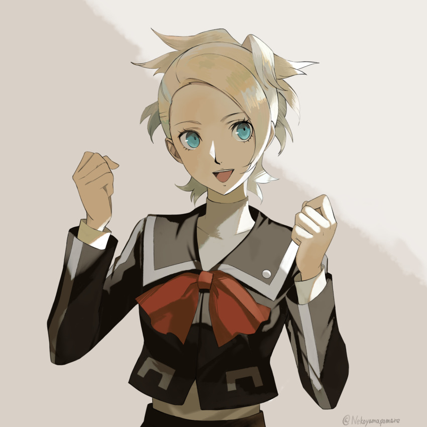 1girl, blonde_hair, blue_eyes, hareruya_(smomo2227), highres, lisa_silverman, looking_at_viewer, open_mouth