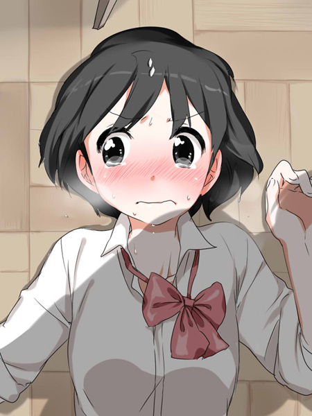 1girl, black_hair, blush, female_focus, lying, on_back, original, sato99