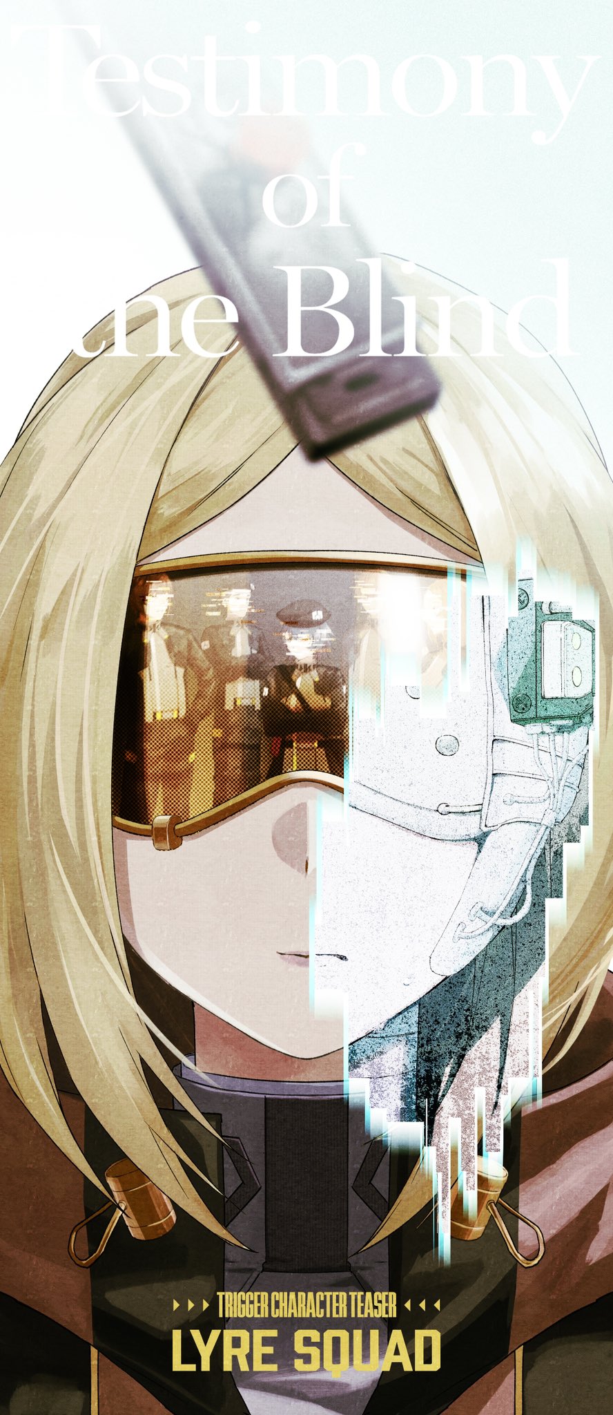 3boys, 3girls, beret, blindfold, blindfold_mask, blonde_hair, character_name, collar