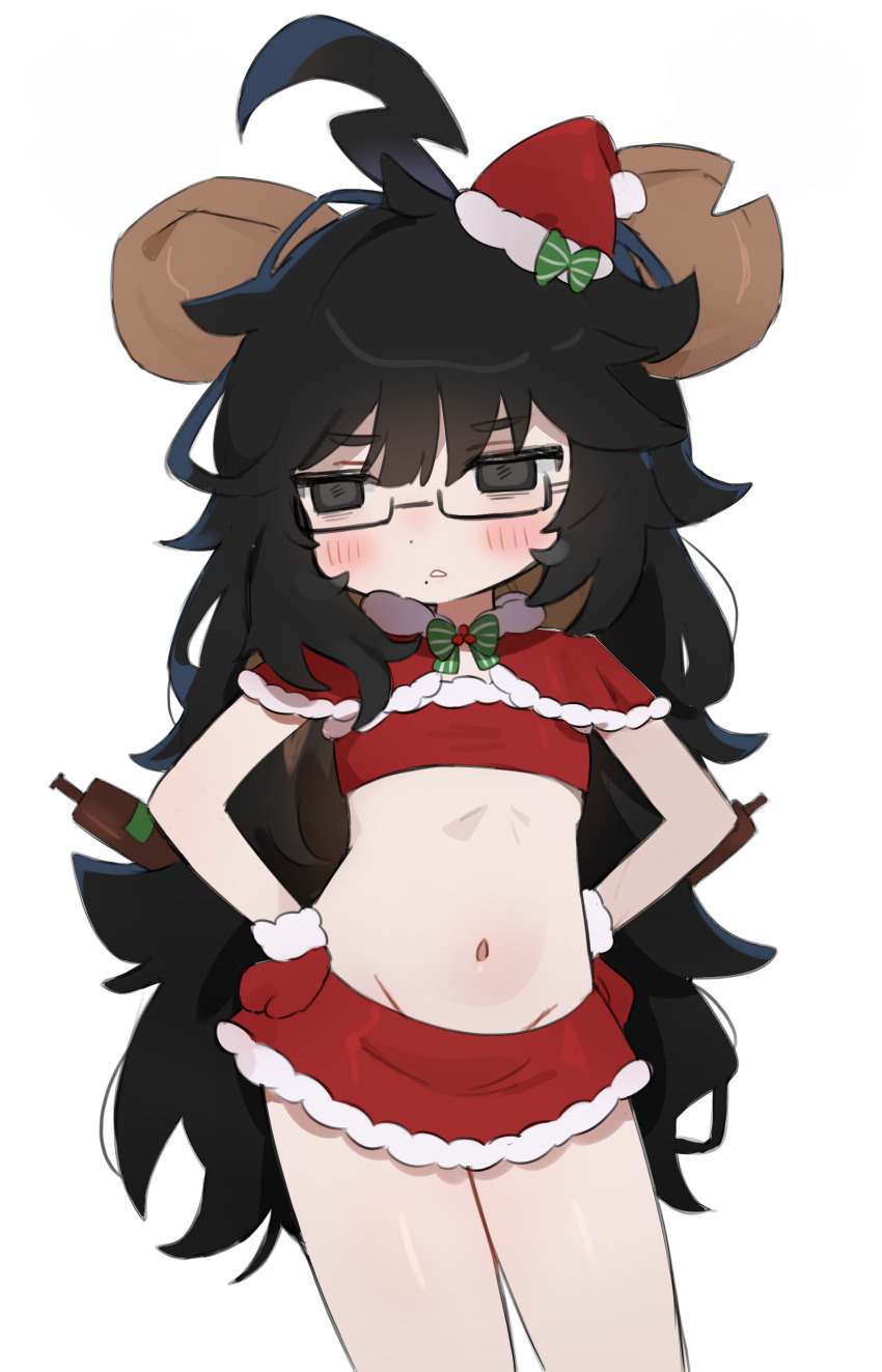 1girl, absurdres, ahoge, animal_ears, bags_under_eyes, bikini, black-framed_eyewear, black_eyes