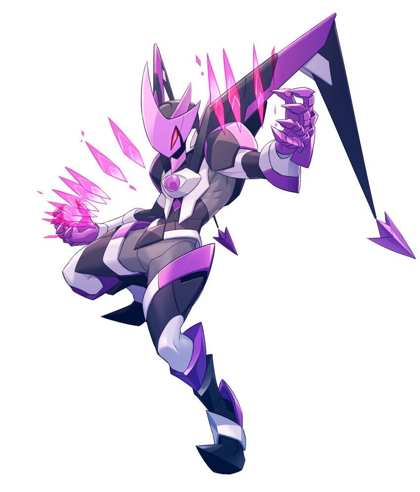 1boy, armor, azure_striker_gunvolt, azure_striker_gunvolt_3, black_armor, full_body, helmet, highres