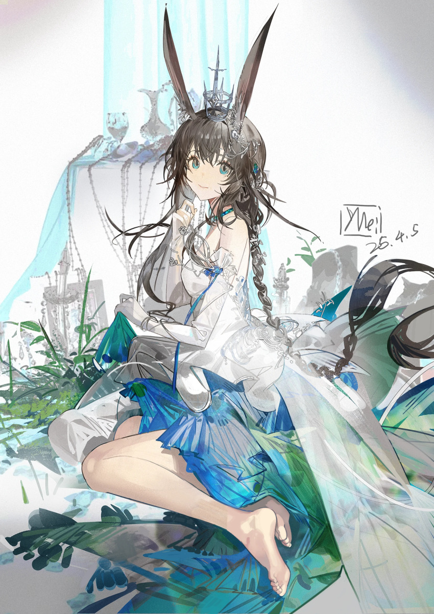 1girl, ambience_synesthesia, amiya_(ambience_synesthesia_2025)_(arknights), amiya_(arknights), animal_ears, arknights, artist_name, braid