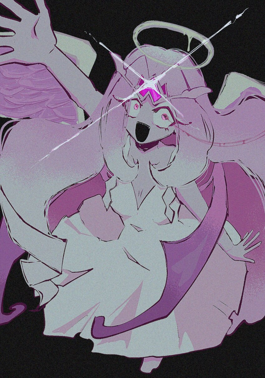 1girl, angel, angel_wings, colored_skin, cookie_run, cookie_run:_kingdom, dress, eternal_sugar_cookie