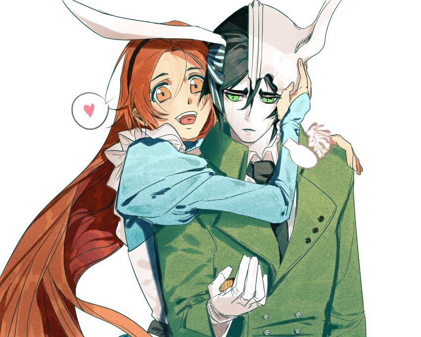 1boy, 1girl, absurdres, alice_(alice_in_wonderland), alice_(alice_in_wonderland)_(cosplay), alice's_adventures_in_wonderland, animal_ears, apron