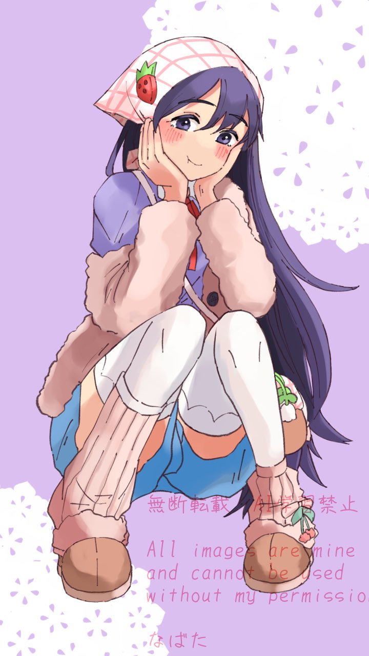 1girl, bag, black_eyes, black_hair, blush, btbtike, closed_mouth, commentary