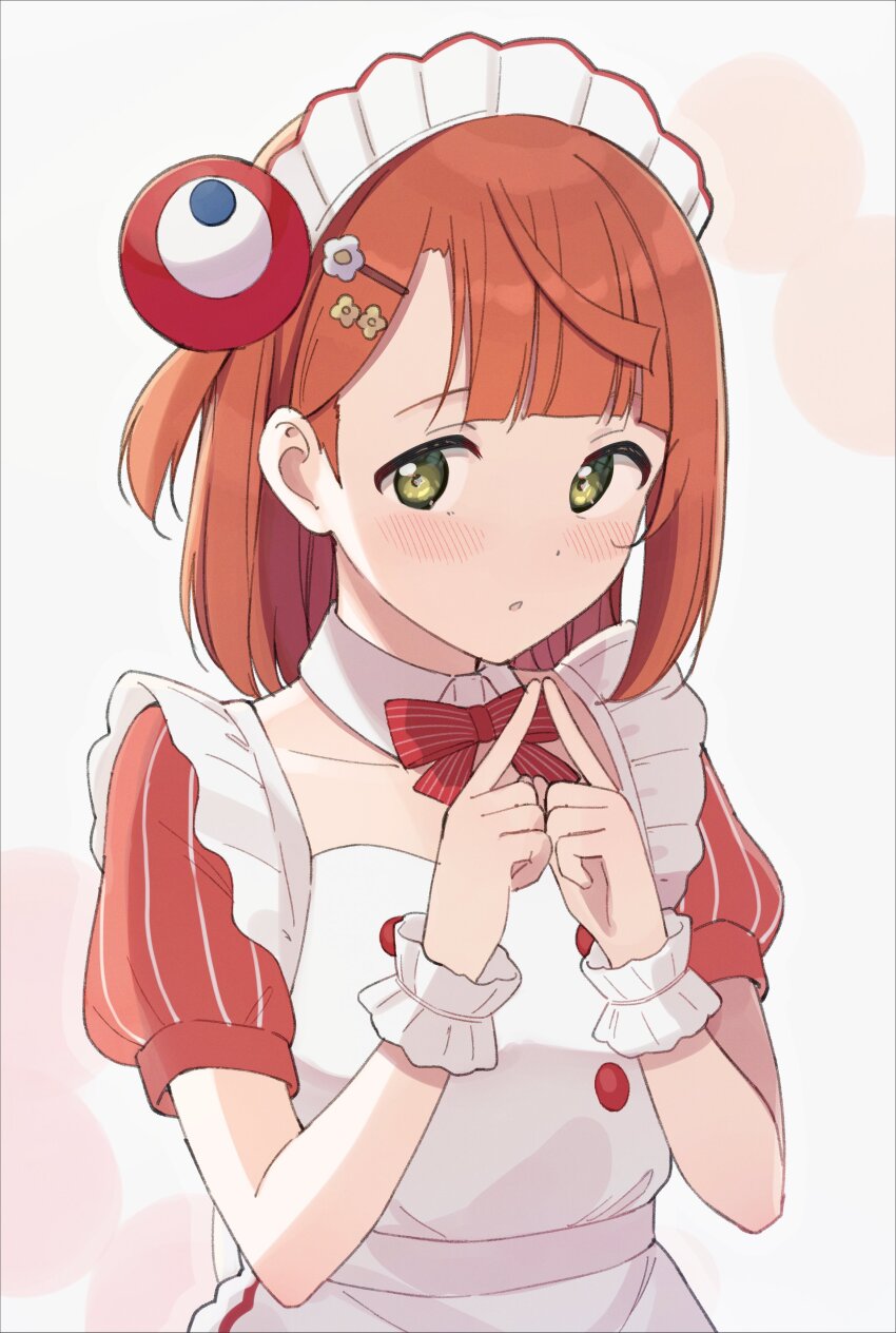 1girl, absurdres, ai_scream!_(love_live!), blush, bow, bowtie, collarbone, detached_collar