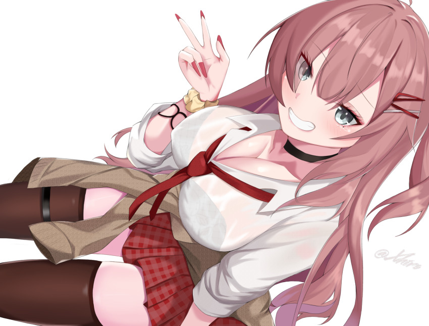 cardigan, ciel_(counter:side), counter:side, highres, pink_hair, see-through_clothes, see-through_shirt, shirt