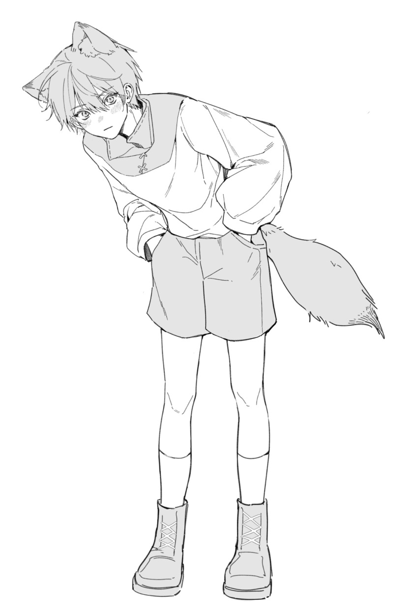 1boy, 54anya, animal_ear_fluff, animal_ears, boots, closed_mouth, fox_boy, fox_ears