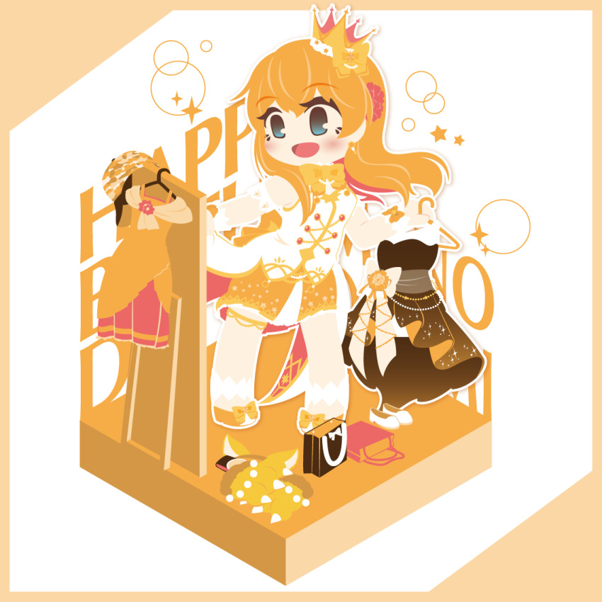 1girl, amano_nozomi, bag, battle_girl_high_school, blue_eyes, bow, chibi, chibi_only