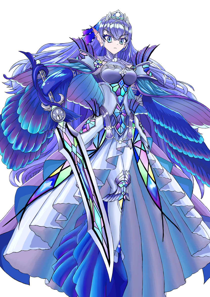 1girl, absurdres, armor, blue_eyes, blue_hair, breasts, closed_mouth, duel_monster