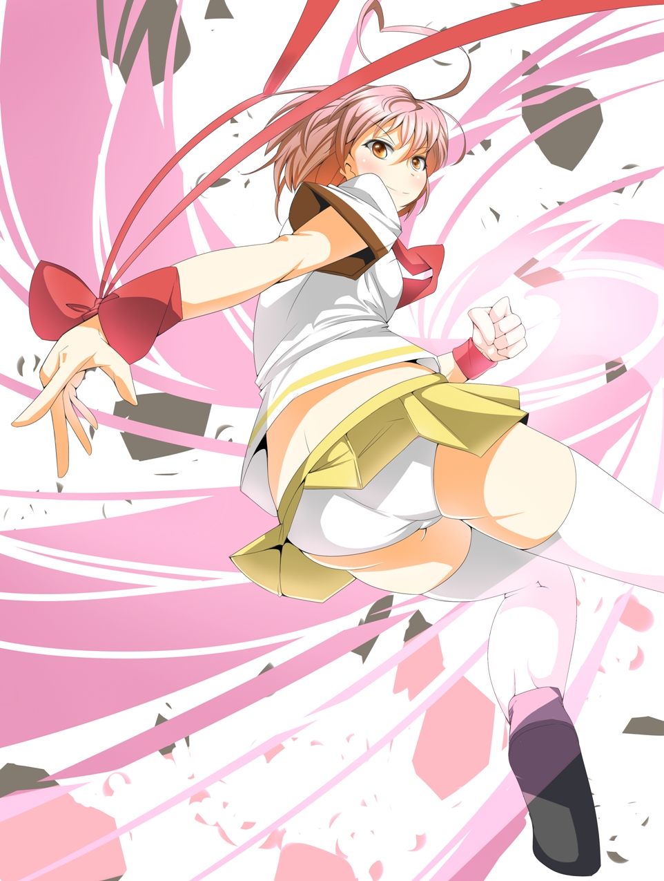 1girl, ahoge, aino_heart, aq_interactive, arcana_heart, atlus, blush, bow