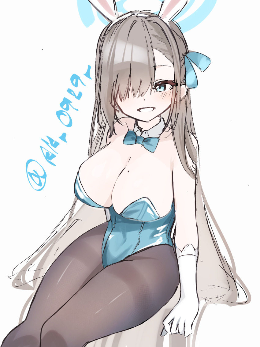 1girl, absurdres, animal_ear_hairband, animal_ears, asuna_(blue_archive), asuna_(bunny)_(blue_archive), black_pantyhose, blue_archive